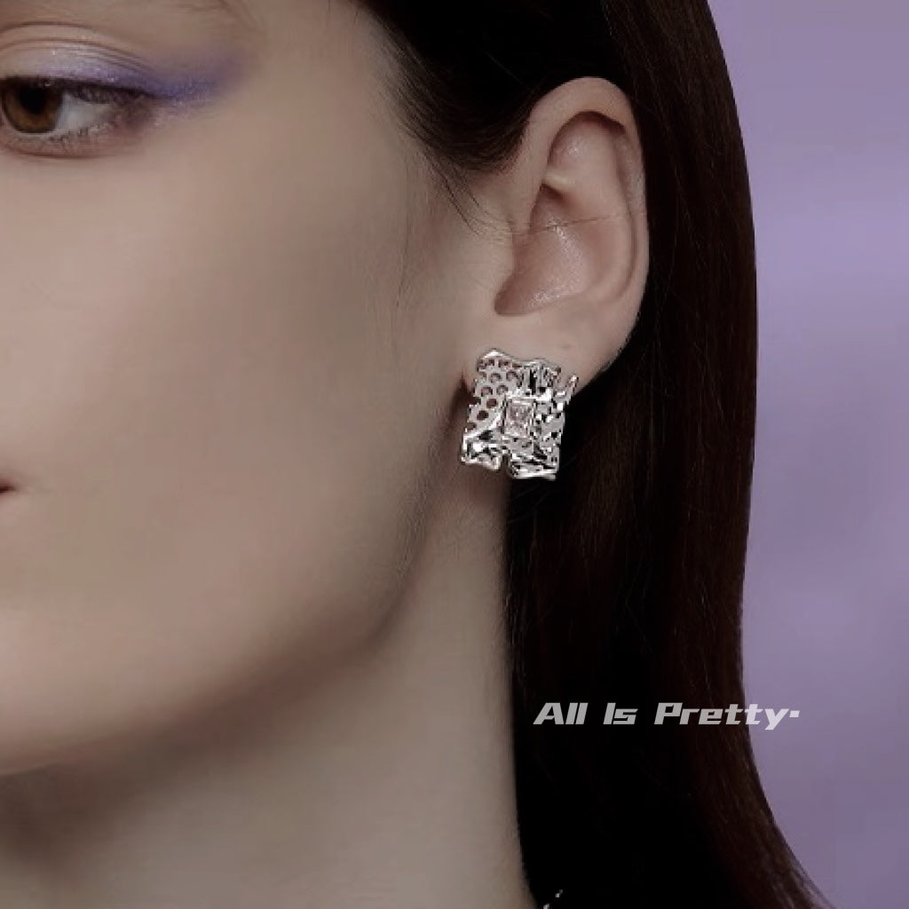 Handmade geometric studded earrings