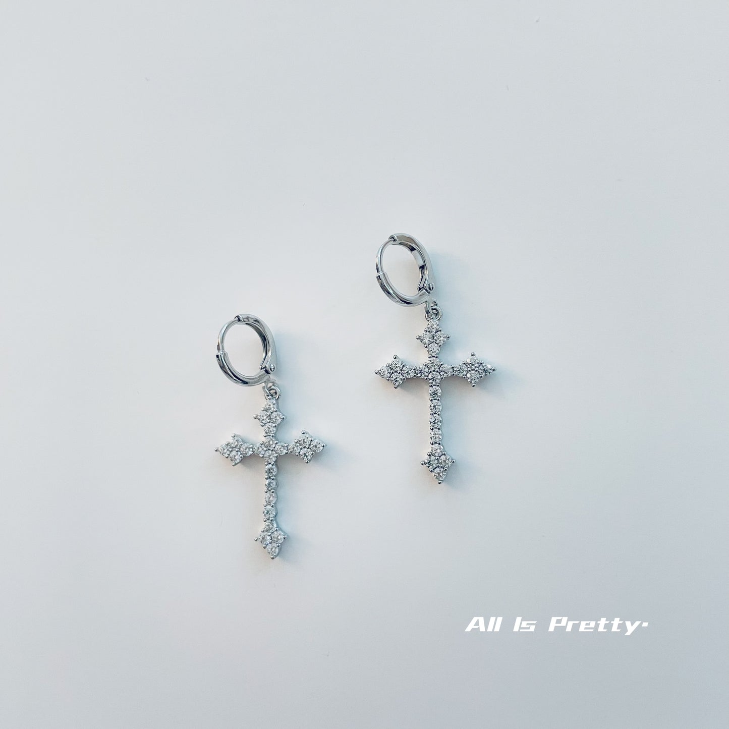 Crystal cross earrings