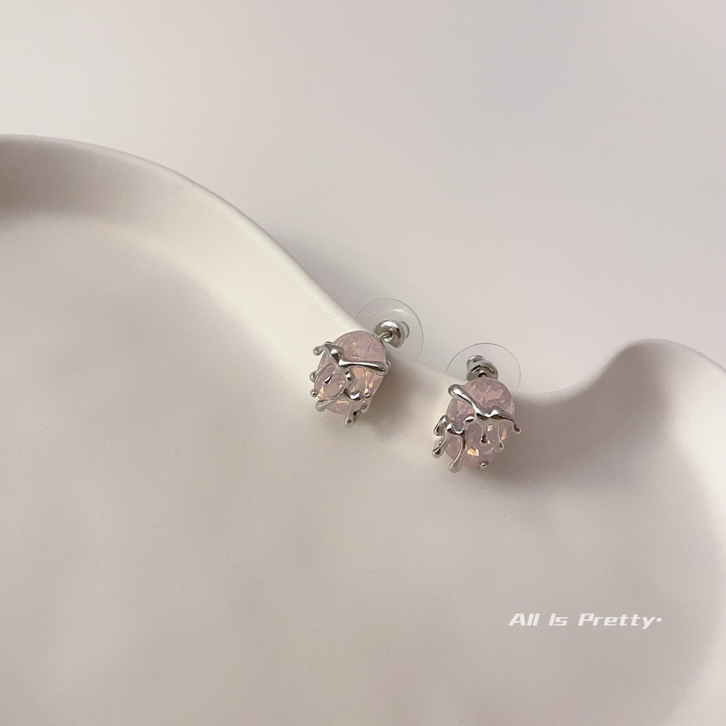 Lava pink studded earrings