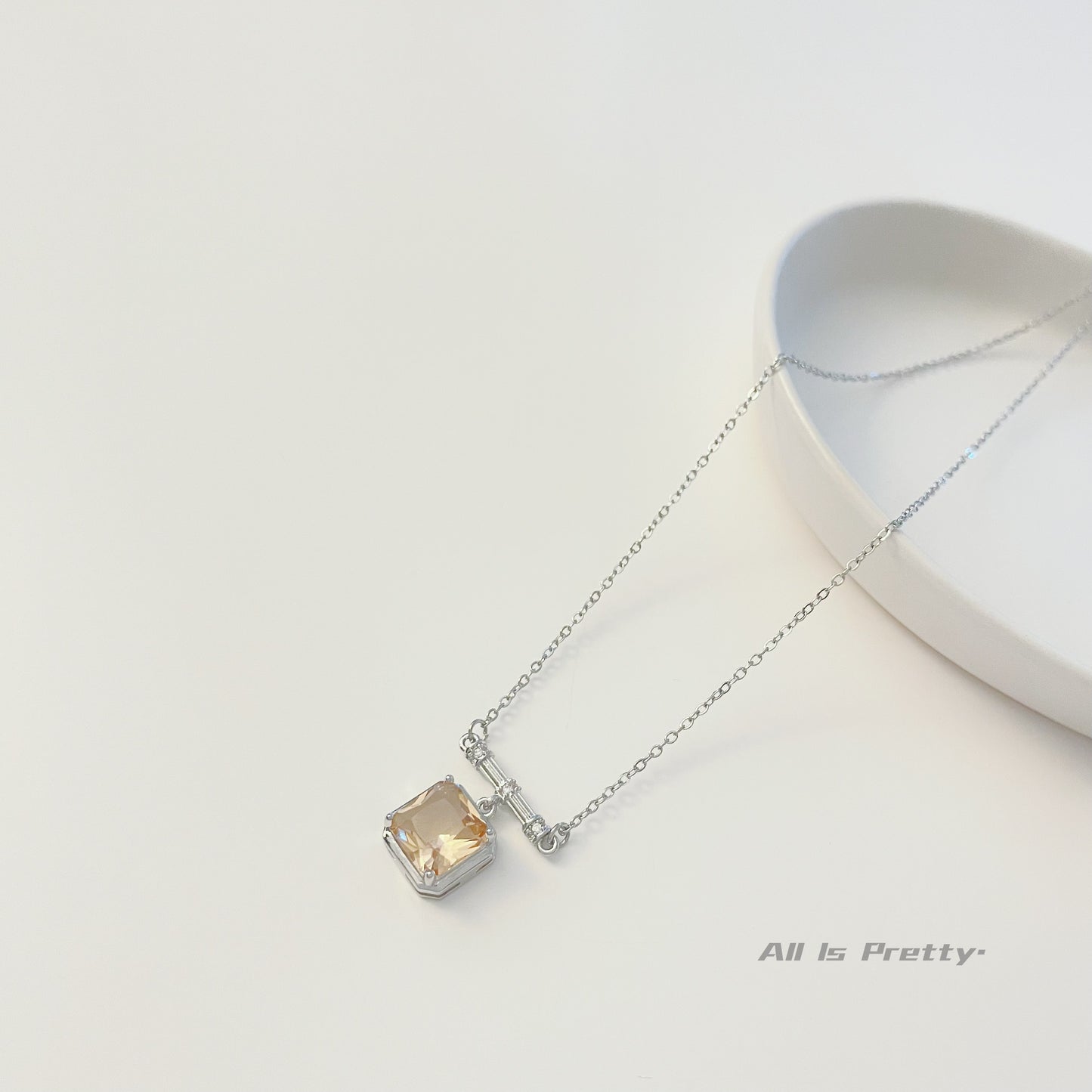 Crystal cube pendant necklace