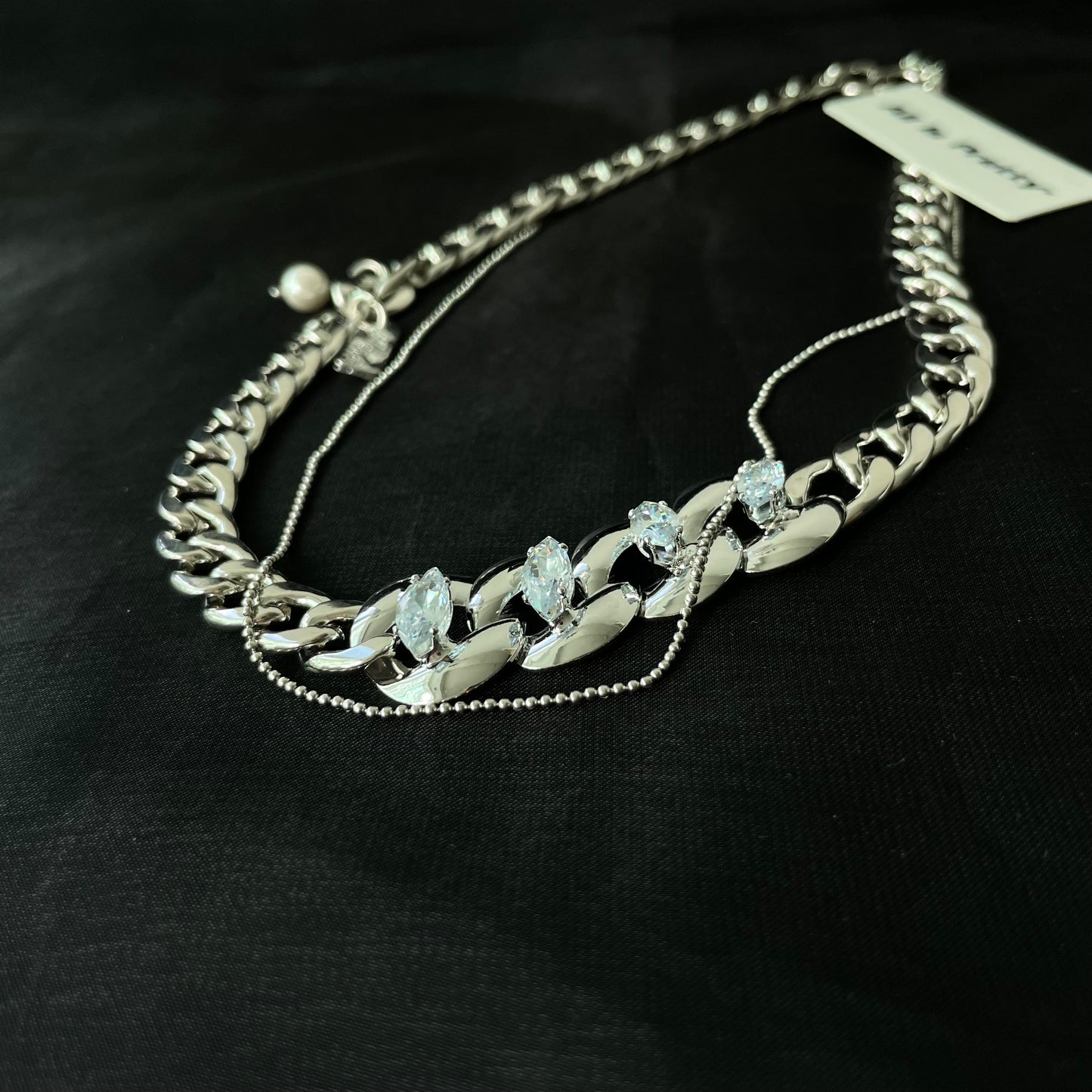 Crystal thick contract chain necklace